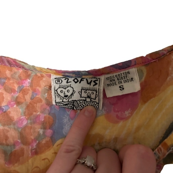 Unique Vintage Floral Short Sleeve Girl Flowy Tunic Top - Picture 3 of 5